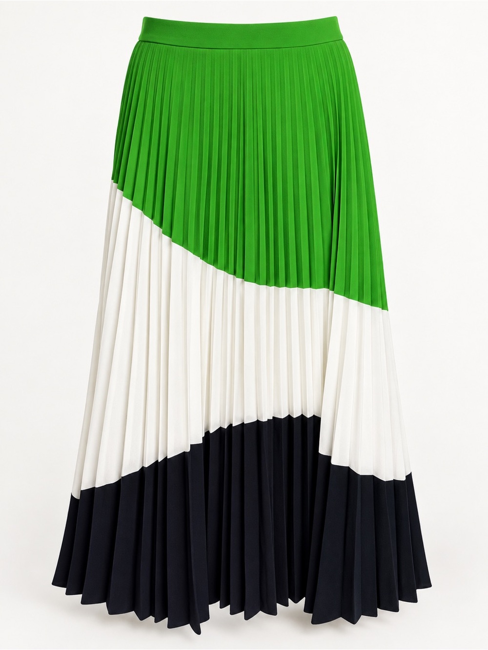 Karen Millen Green, White & Black Pleated Maxi Skirt
